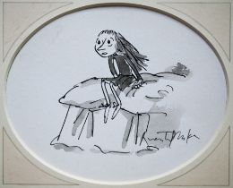 Quentin Blake (b 1932) - 'Matilda concentrating fiercely', pen and ink with monochrome