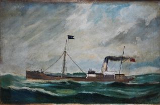 English school - Study of the steamboat 'Rosabelle', oil on canvas, indistinctly signed lower