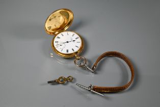 A Edward F Ashley, Clerkenwell, an 18ct full hunter fob watch, the key wind movement with white