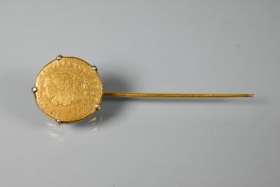 WITHDRAWN A 1791 gold guinea set as a stick pin, approx 8 g all in
