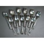 A set of six Victorian silver kings pattern teaspoons, Mackay & Chisholm, London 1878, to/w four