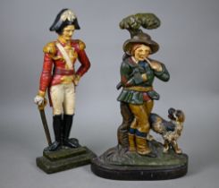 Two Baldwin cold-painted cast iron doorstops, Duke of Wellington no. 28 and Woodsman no. 60 (2)
