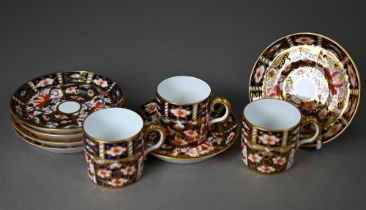 A Royal Crown Derby Imari set of six coffee cans and saucers, 1910, in fitted presentation case