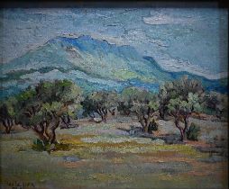 Les Legler? - Provencal landscape with olive grove, oil on canvas, signed lower left, 36.5 x 44 cm