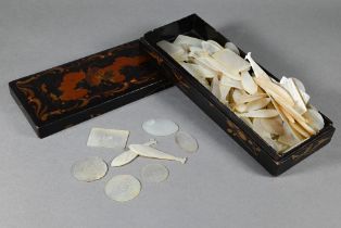 Approximately one hundred early 19th century Chinese mother of pearl gaming counters, Qing
