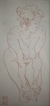 Nigel Casseldine (b 1947) - 'Fran I', figurative sketch in conte crayon, signed with monogram and