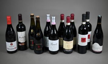 Twelve bottles of red wine including three bottles of Araldica, Barolo, Italia, 2016; two bottles of
