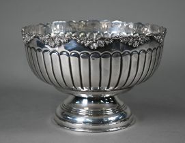 An Egyptian 900 grade rose-bowl with floral-cast rim and half-reeded body, raised on moulded foot,
