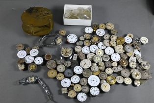 A large collection of wristwatch movements, inc Rolex Prima, Tudor, Rotary, Buren, Breguet, etc.,