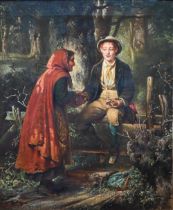 A Potter - 'The Fortune-Teller', oil on canvas, signed and dated 1879 lower left, 75 x 62 cm