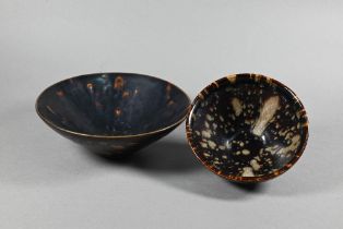 A Chinese Southern Song style Jizhou stoneware conical bowl, covered overall in a 'tortoiseshell'