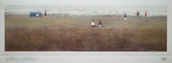 After John Bond (b 1945) - Figures on a beach, limited edition print numbered 36/500, pencil