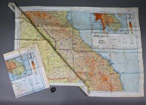 Two World War II pilot's silk escape-maps of South East Asia, to/w a compass 'dog-tag' (3)