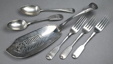 A George III silver 'proto-King's' pattern fish-slice, William Knight II, London 1817, to/w an old