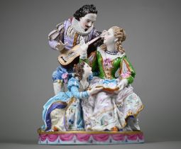 A Victorian George Jones painted bisque porcelain group, The Music Lesson, 29 cm