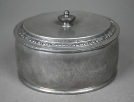 A Liberty & Co 'Tudric' planished pewter oval box and cover, no 01566, 14 cm long