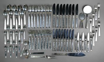 A Danish .826 standard cutlery set for eight, including silver-handled knives and serving