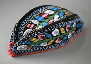 An antique Native American (probably Iroquois) beadwork Glengarry (hat) worked with floral
