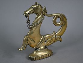 A 19th century continental Venetian gondola oarlock in the form of a brass hippocampus, 26 cm high