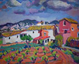 Rafael Monzo (b 1952) - 'Las Torres', Spanish landscape, oil on canvas, signed lower right and