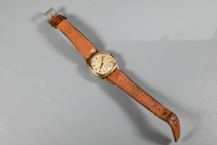 A gents vintage Cyma wristwatch, 9ct gold 29 mm Dennison cased, the dial with Arabic numerals and