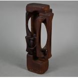 Brian Wilshire, abstract wood sculpture, carved from a single block, 34 cm high