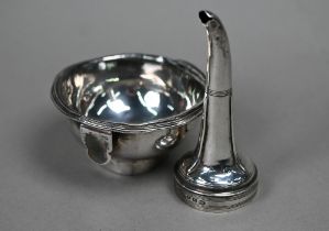 A George III silver wine funnel with reeded rim, John Lambe, London 1798, 3.3oz, 14.5cm high; bowl