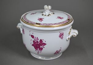 A Herend porcelain ice-bucket with puce-painted floral motifs