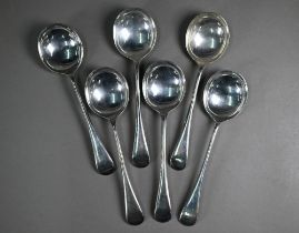 A set of six silver old English pattern soup spoons, Viners, Sheffield 1931, 15.7oz