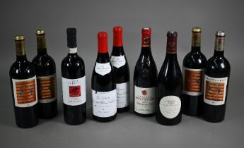 Nine bottles of red wine - four bottles of Chateau d'Or et de Gueules, La bolida, France, 2006; two