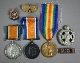 A World War I pair (War medal and Victorian medal) to 12938 Pte L Brailey MGC to/w a War Medal to