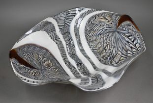 A Luca Vidal Murano bowl with elongated outsize cane swirling designs, 53 x 44cm