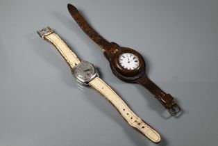 A gents vintage Vertex Watch Co. .925 cased wrist watch, with silvered dial, with battered white