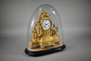 A late 19th century gilt ormolu cherub mounted mantel clock with twin train eight day movement by