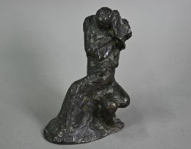 Jo Davidson (1883-1952) - A brown patinated bronze group, seated couple embracing, signed, 19cm high