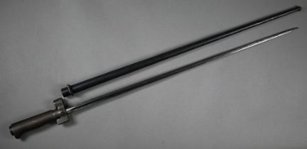 An antique needle bayonet with 52 cm Cruciform blade stamped 'M P', in steel scabbard Purchasers