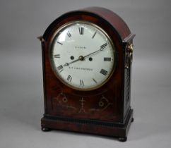 T Snow, Knaresborough, a Regency brass inlaid mahogany cased 8-day repeat twin fusee bracket