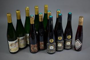 Thirteen bottles of white wine: five bottles of Weingut Michael Schäfer Burg-layen Schlossberg