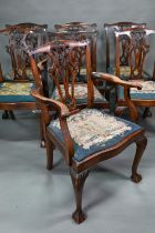 A set of mahogany Chippendale-style dining chairs
