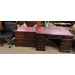 A 20th century mahogany pedestal desk,