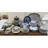 A Noritake part tea service together with a blue and white part tea set,