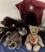 A Steiff Music Teddy 1951 bear (1993 replica), together with three Charlie bears, Amy, Merlot,