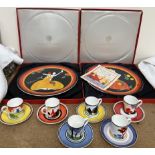 A pair of Bradford Exchange Clarice Cliff style plates together with a Wedgwood Clarice Cliff