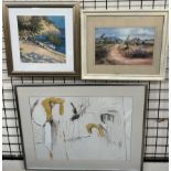 Busfield Abstract Watercolour Together with two prints