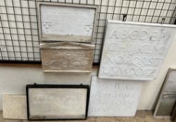 After Eric Gill The Alphabet and numerals Plaster relief of the original marble panel Together with