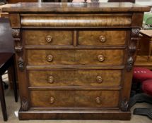 A Victorian mahogany chest with a rectangular top above a frieze drawer,