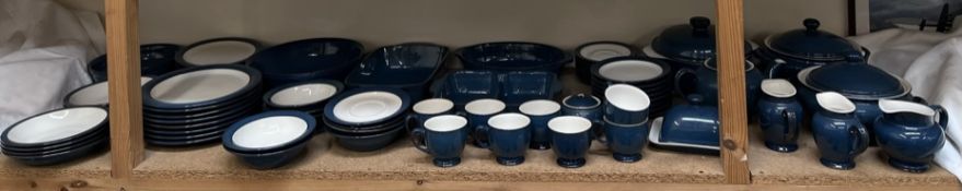 A Denby stoneware blue ground part dinner set, including tureens and covers, bowls, dinner plates,