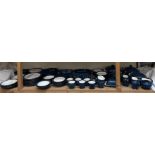 A Denby stoneware blue ground part dinner set, including tureens and covers, bowls, dinner plates,