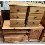 A pair of modern pine bedside cabinets and a Poine television stand