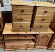 A pair of modern pine bedside cabinets and a Poine television stand